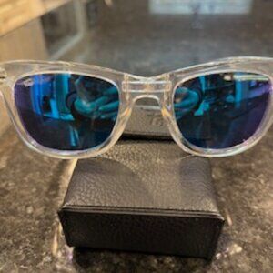 Foldies Folding Mirror Lens Sunglasses Clear Frame EUC